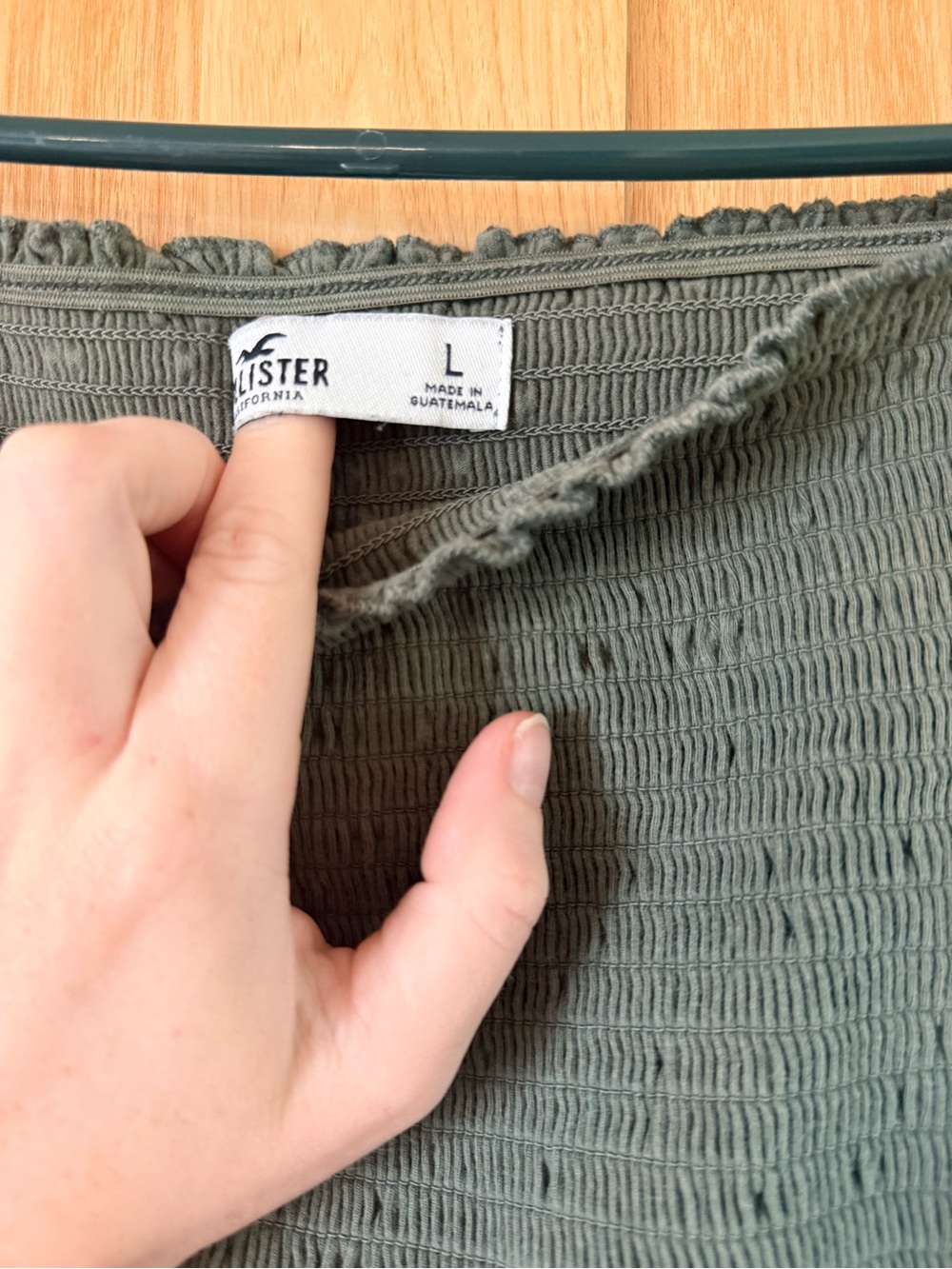 Hollister Olive Smocked Square-Neck Long Sleeve Top - Picture 5 of 6